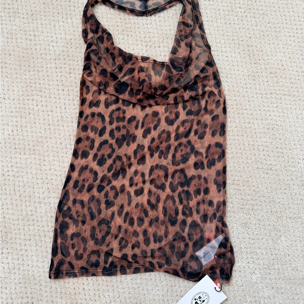 Cider Leopard Print Sheer Camisole